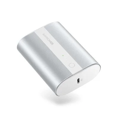 Ravpower Pd + Qc 2-Port 18W, 10000Mah Portable Power Bank, Metallic Silver